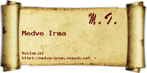 Medve Irma névjegykártya
